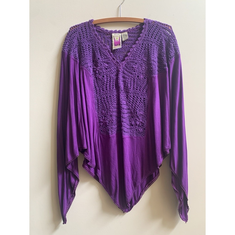 ANTTHONY DESIGN ORIGINALS Women's Poncho‎ Top Shirt Blouse Purple Size-Small